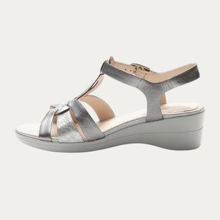 SANDALIAS DE CUÑA VANITY PLATA