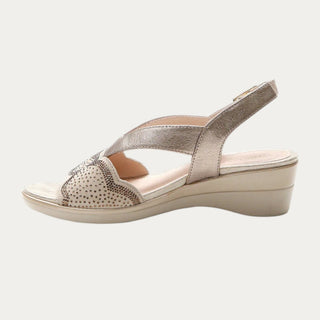SANDALIAS DE CUÑA VANITY ORO