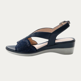SANDALIAS DE CUÑA VANITY AZUL