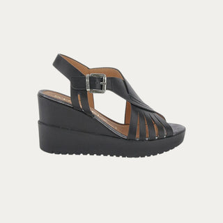 SANDALIAS DE CUÑA ELY 18 NEGRO