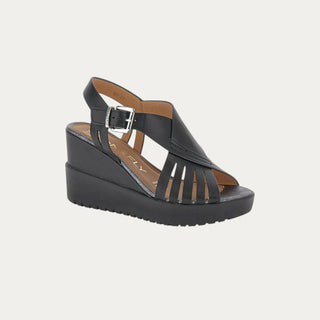 SANDALIAS DE CUÑA ELY 18 NEGRO