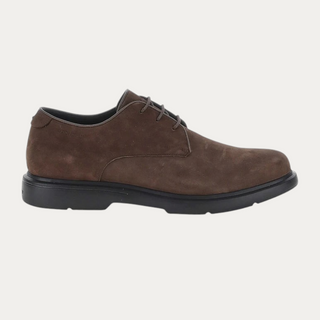 Zapato Derby Beviá Truman 12 en piel nobuk marrón oscuro con suela de EVA y tecnología Blusoft para hombre