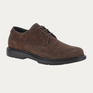 Zapato Derby Beviá Truman 12 para hombre en piel nobuk marrón oscuro con suela de EVA y tecnología Blusoft