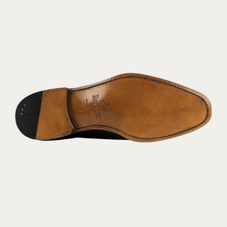 Beviá 3017-K2 vegan monk strap shoe featuring a tan leather sole with visible stitching and a stacked heel