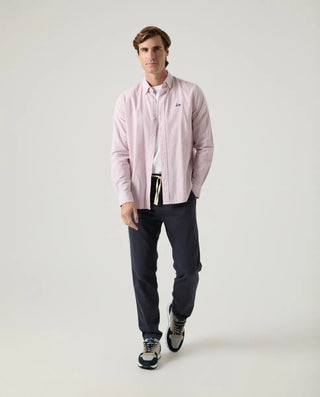 CAMISA OXFORD RAYAS BURDEOS