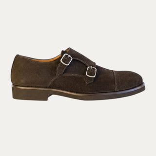 ZAPATO DOBLE HEBILLA ANTE MARRÓN