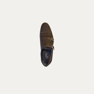 ZAPATO DOBLE HEBILLA ANTE MARRÓN