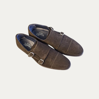 ZAPATO DOBLE HEBILLA ANTE MARRÓN