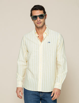 CAMISA OXFORD RAYAS AMARILLAS
