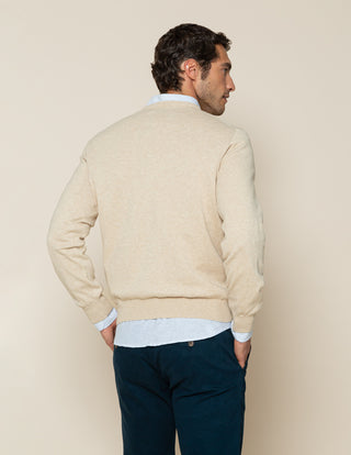 JERSEY CLASSIC V NECK COTTON BEIGE