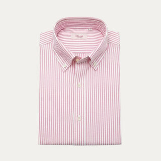 Camisa Oxford de hombre Beviá con rayas rosas y cuello botón