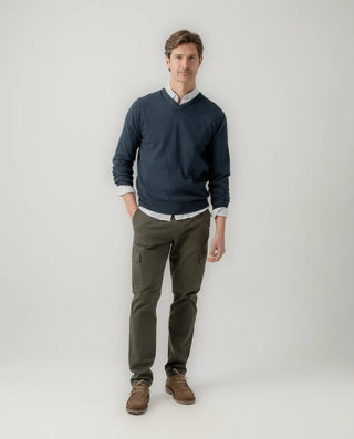 JERSEY CLASSIC V NECK COTTON MARINO