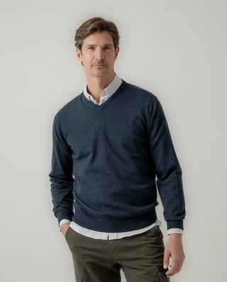 JERSEY CLASSIC V NECK COTTON MARINO